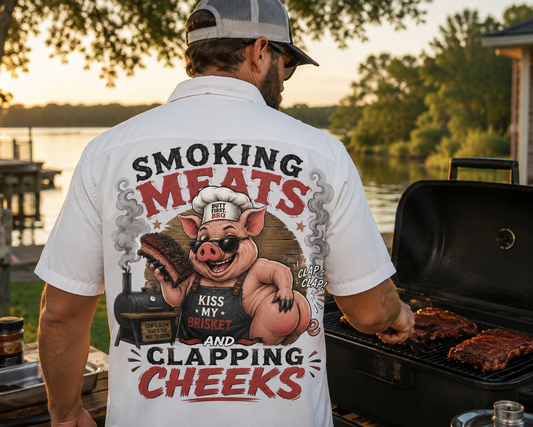 Smoking Meats Button-Up Fishing Shirt