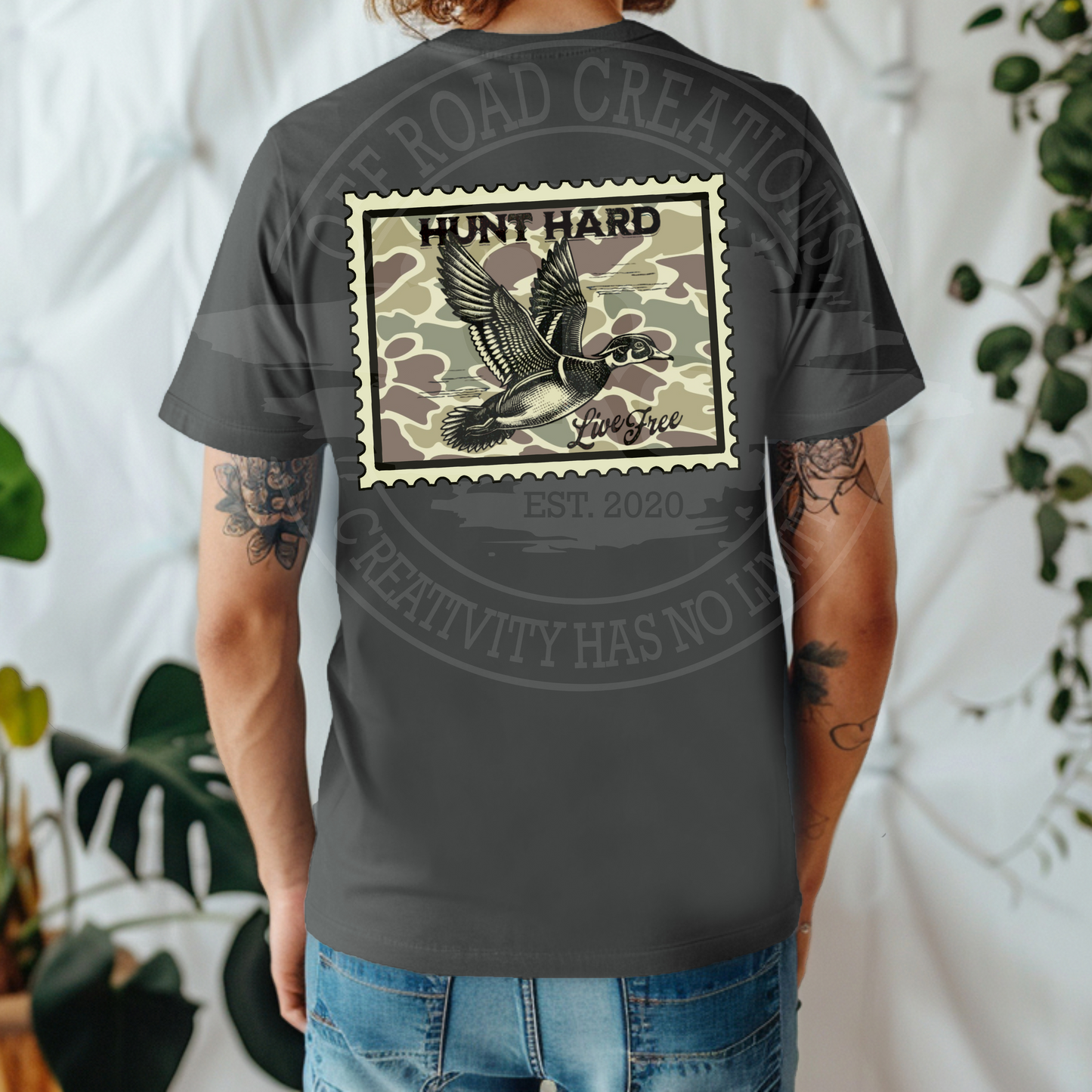 Hunt Hard, Live Free Duck Stamp  - Graphic Tee